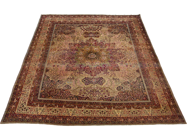 Antique Kerman Wool Rug 10 X 14