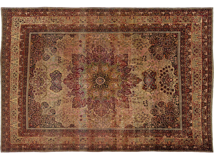 Antique Kerman Wool Rug 10 X 14