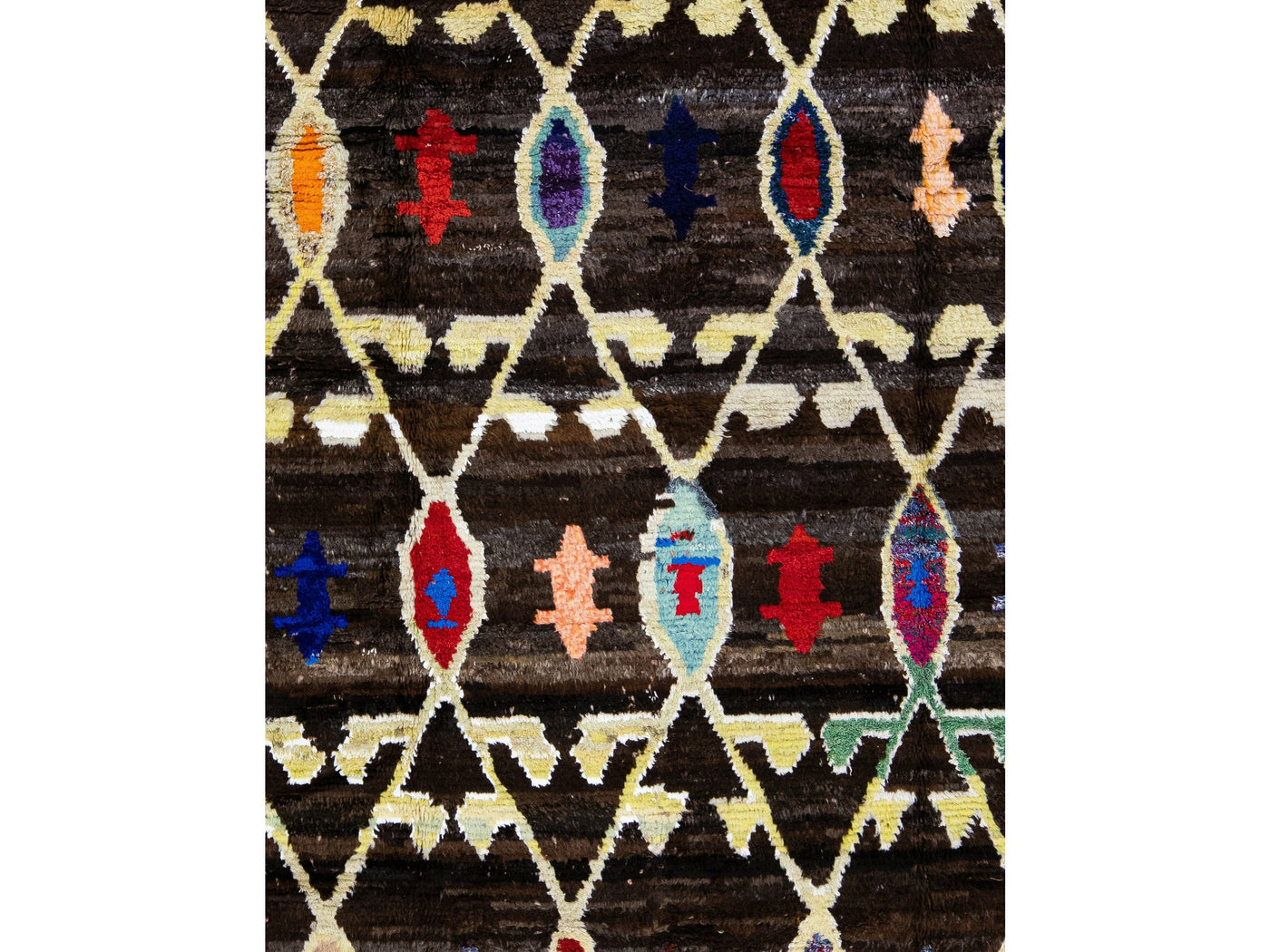Brown Modern Turkish Tulu Handmade Multicolor Tribal Designed Wool Rug