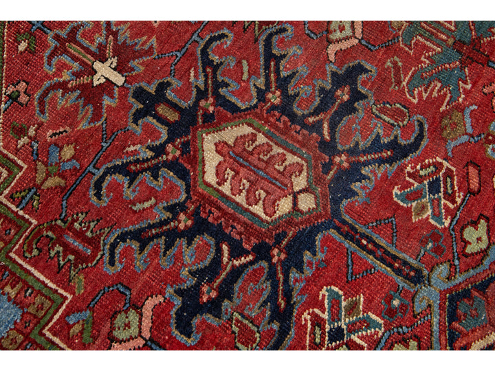 Antique Heriz Wool Rug 9 X 13