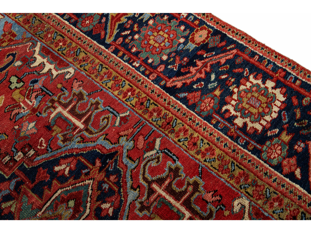 Antique Heriz Wool Rug 9 X 13