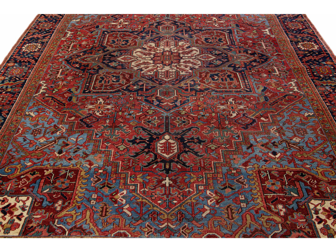 Antique Heriz Wool Rug 9 X 13