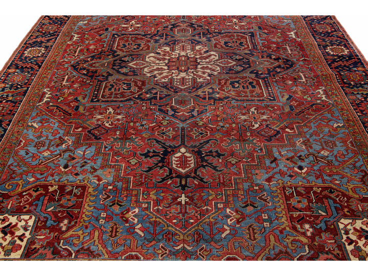 Antique Heriz Wool Rug 9 X 13