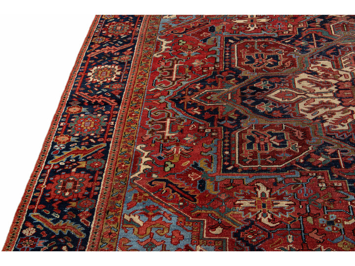 Antique Heriz Wool Rug 9 X 13