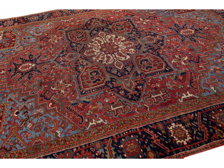 Antique Heriz Wool Rug 9 X 13