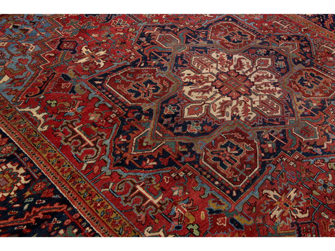 Antique Heriz Wool Rug 9 X 13