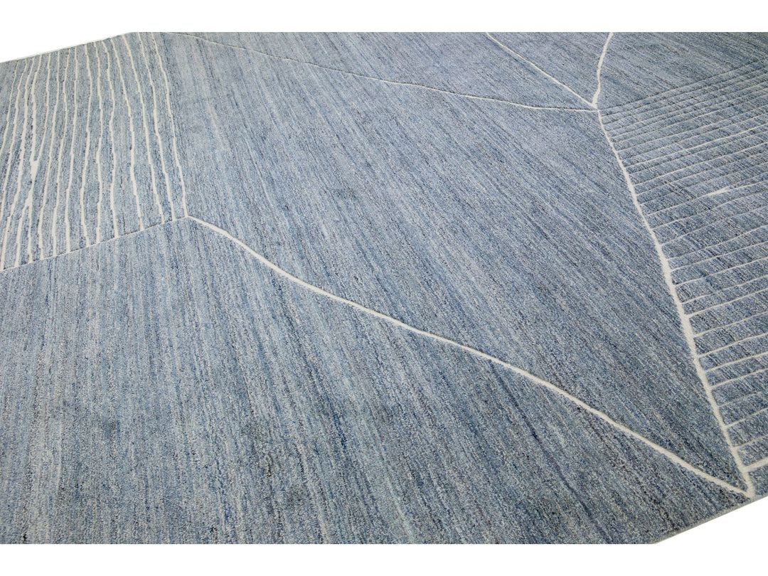 Modern Moroccan Wool Rug 12 X 15