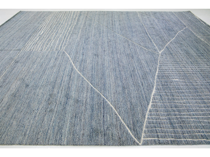 Modern Moroccan Wool Rug 12 X 15