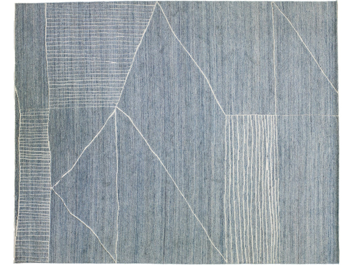 Modern Moroccan Wool Rug 12 X 15