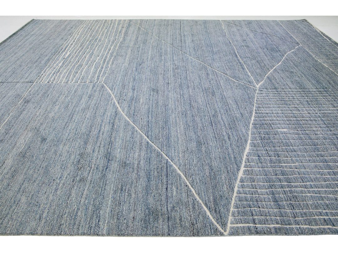 Modern Moroccan Wool Rug 12 X 15