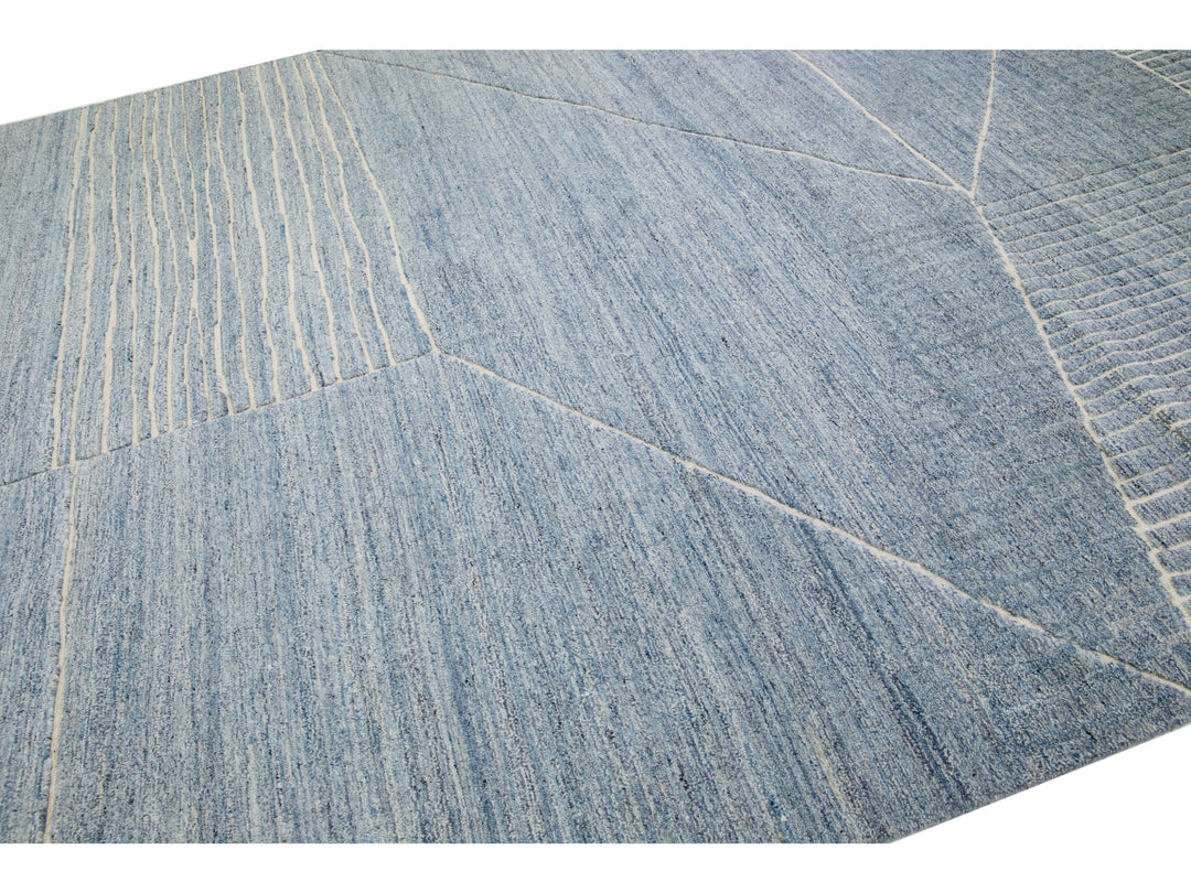 Modern Moroccan Wool Rug 10 X 14