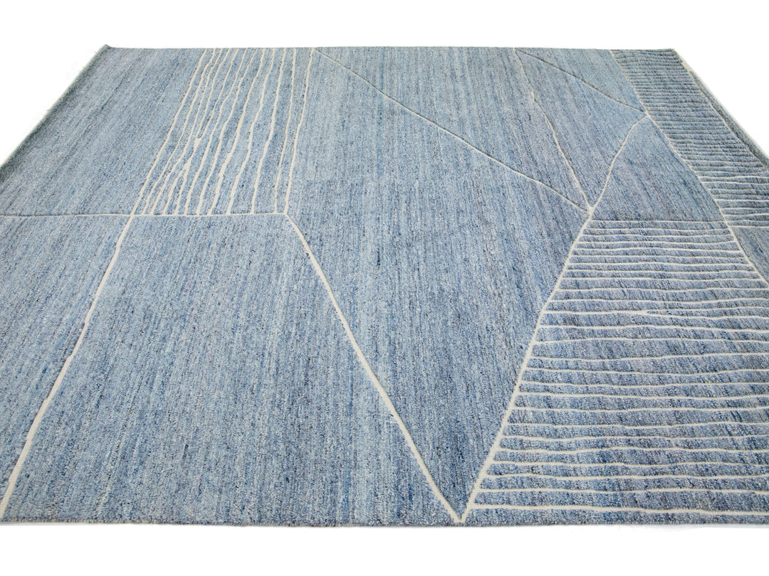 Modern Moroccan Wool Rug 10 X 14