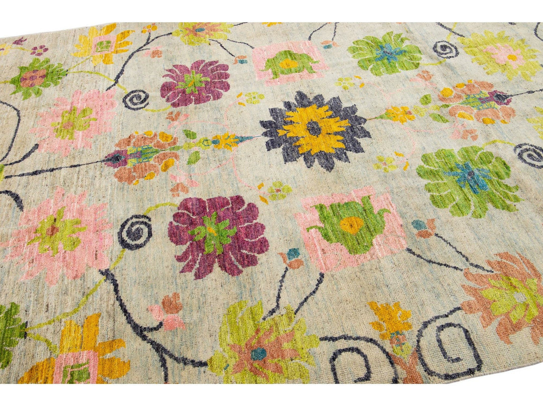 Modern Oushak Wool Rug 7 X 10