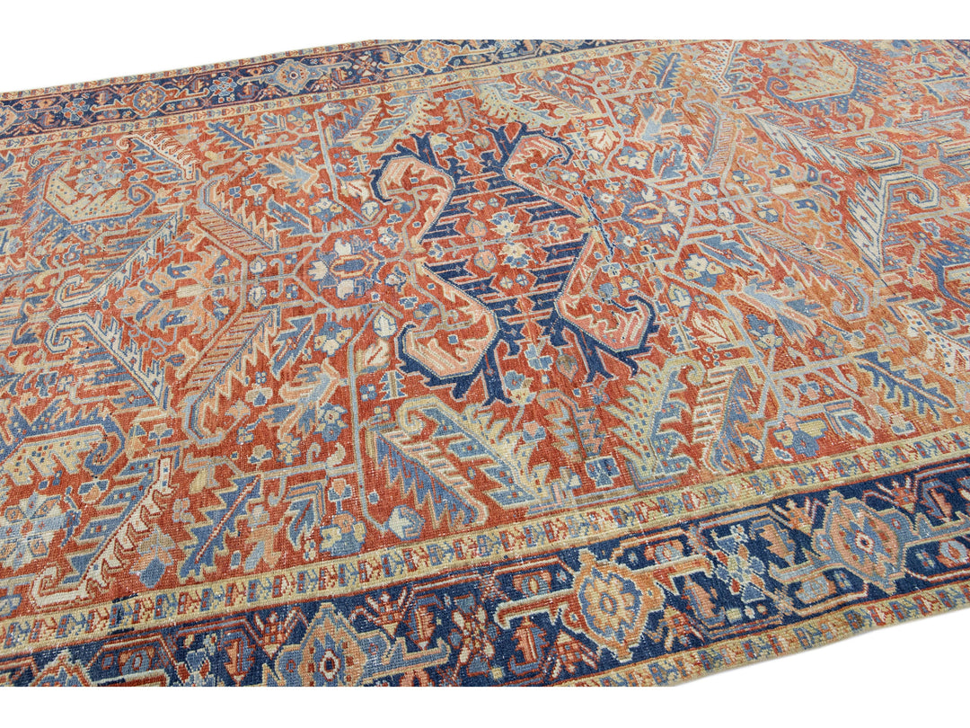 Antique Heriz Wool Rug 7 X 10