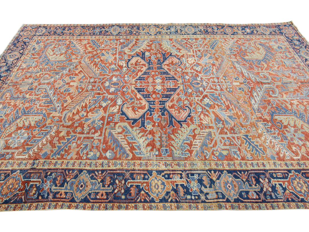 Antique Heriz Wool Rug 7 X 10