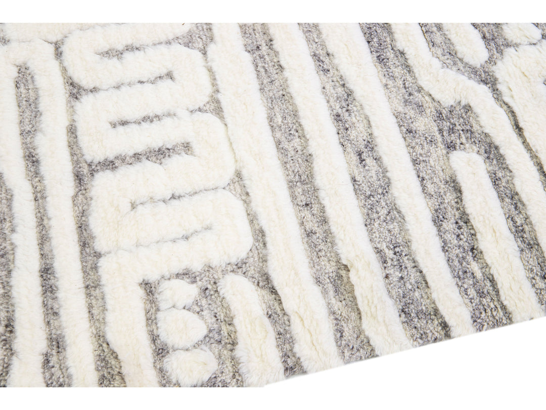 Modern Abstract Moroccan Wool Rug 9 X 12