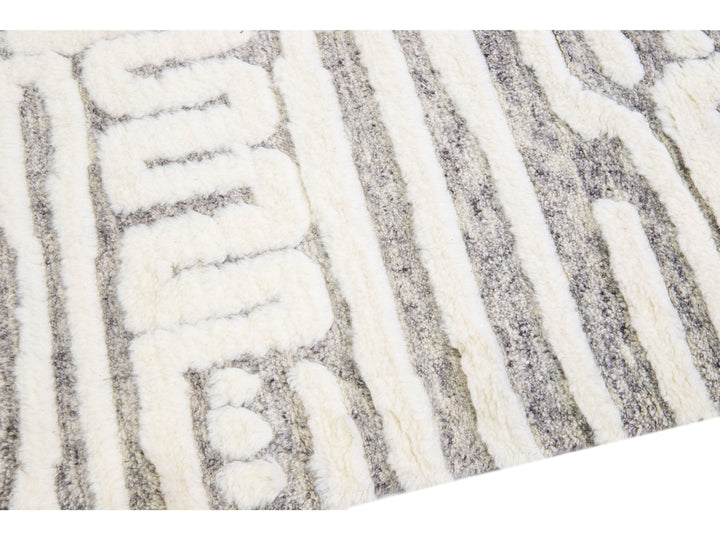 Modern Abstract Moroccan Wool Rug 9 X 12
