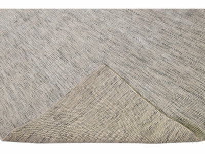 Modern Apadana's Groove Bamboo/Silk Handmade Beige Rug