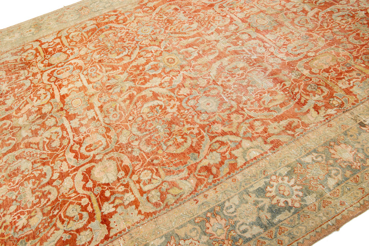 Antique Heriz Wool Rug 9 X 12