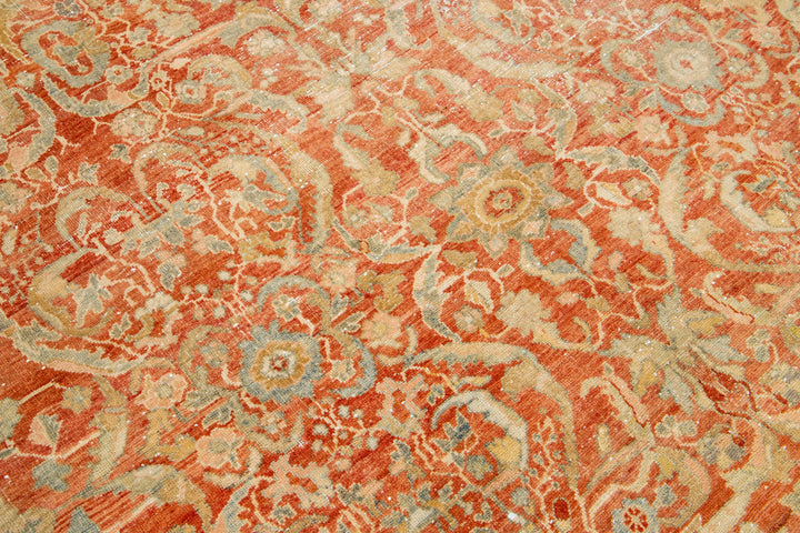 Antique Heriz Wool Rug 9 X 12