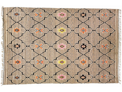 Tan Modern Moroccan Style Handmade Tribal Designed Wool Rug