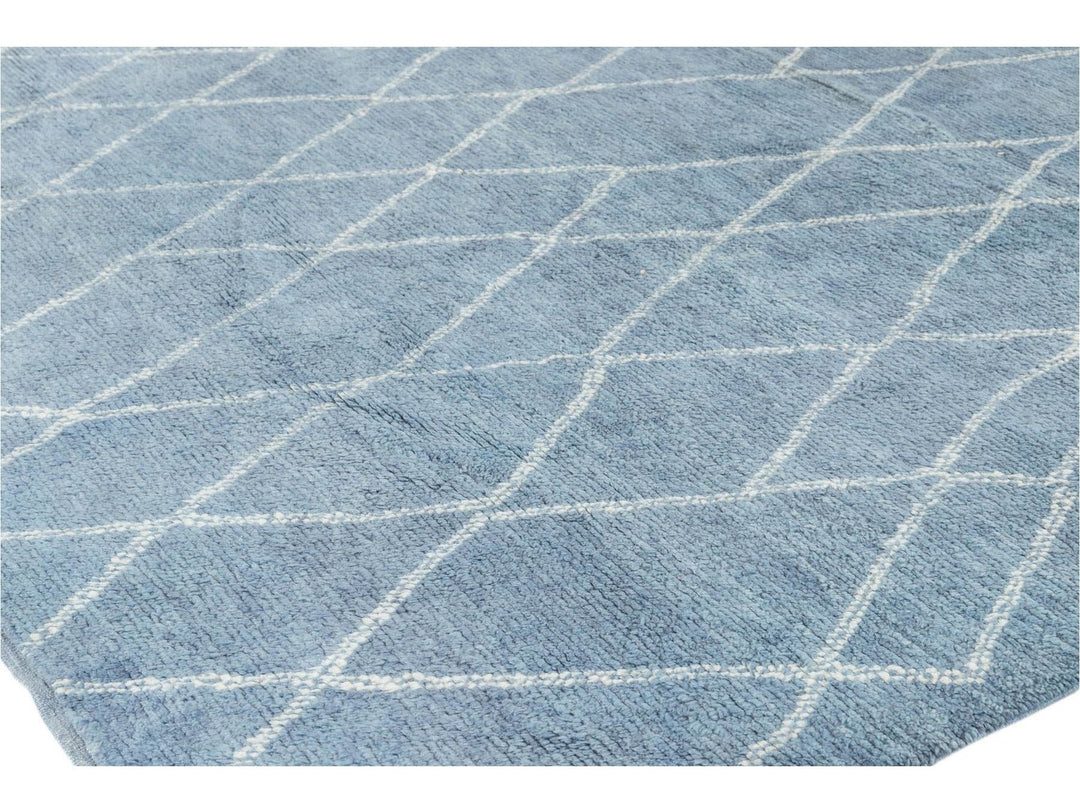 Modern Moroccan-Style Wool Rug 9 X 12