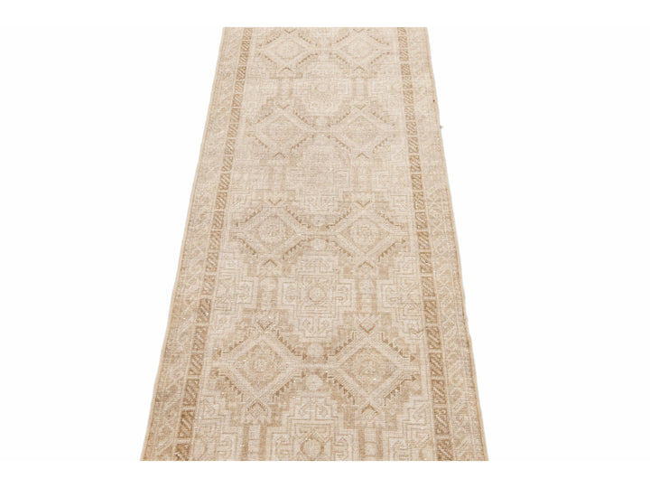 Antique Sivas Handmade Allover Motif Beige Wool Runner