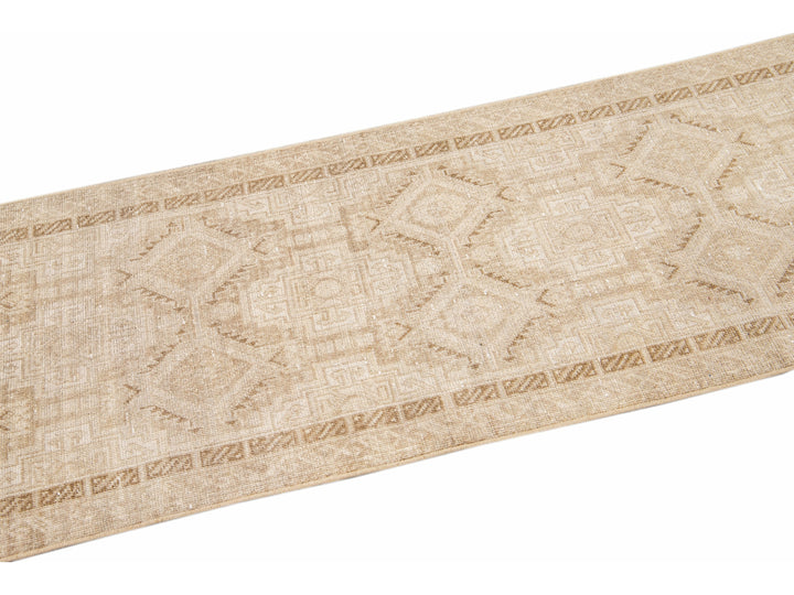 Antique Sivas Handmade Allover Motif Beige Wool Runner