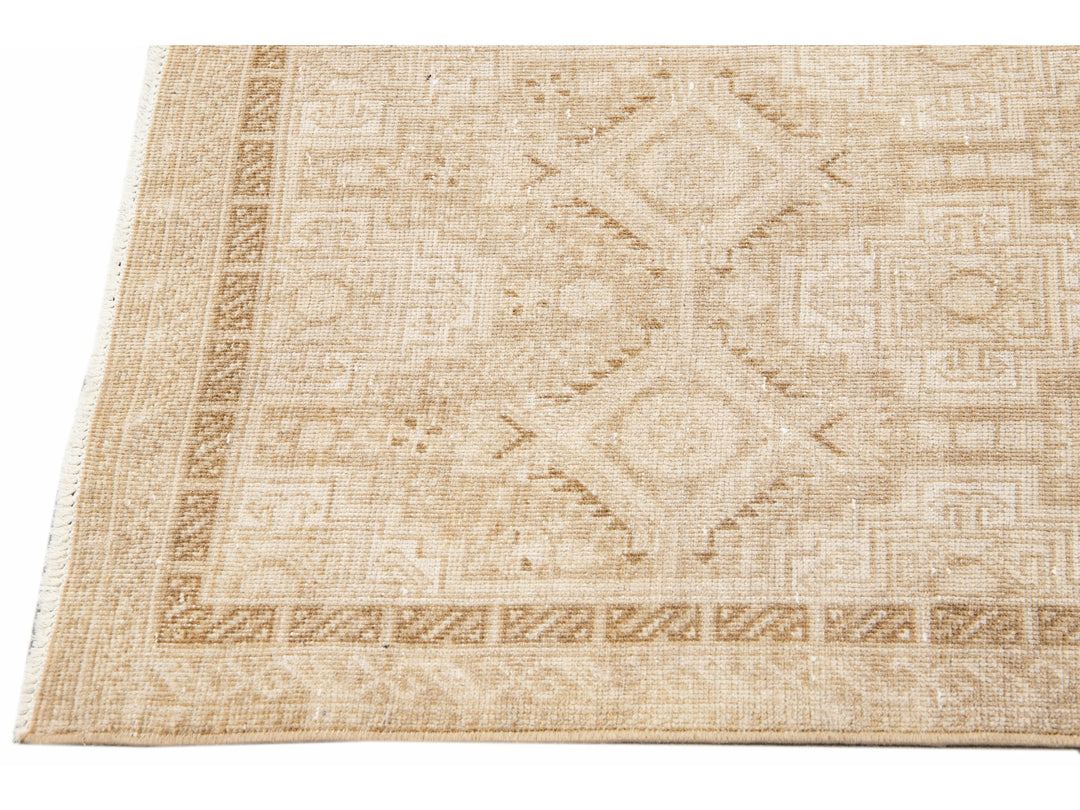 Antique Sivas Handmade Allover Motif Beige Wool Runner