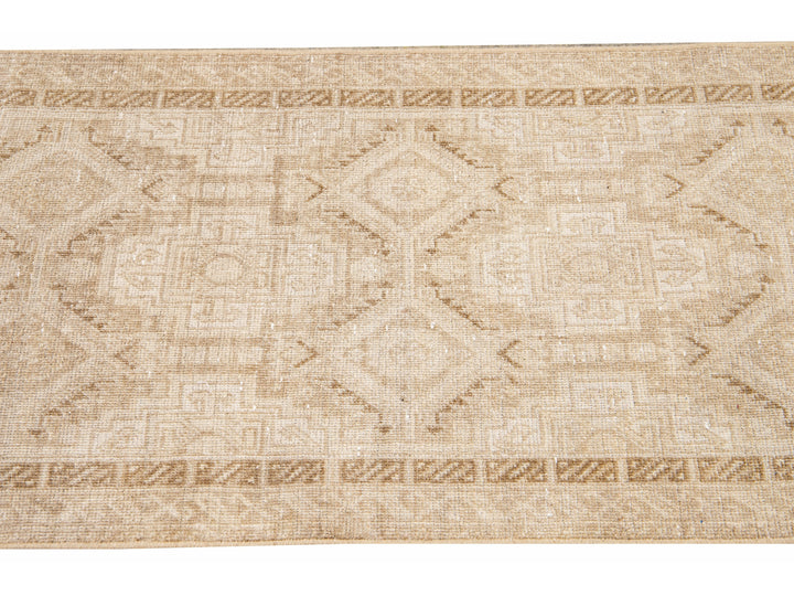 Antique Sivas Handmade Allover Motif Beige Wool Runner