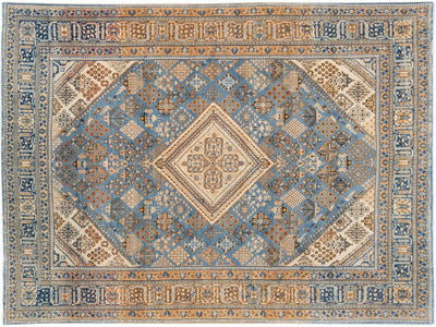 Antique Tabriz Blue Handmade Designed Persian Wool Rug