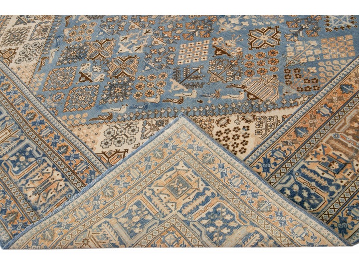 Antique Tabriz Blue Handmade Designed Persian Wool Rug