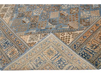 Antique Tabriz Blue Handmade Designed Persian Wool Rug