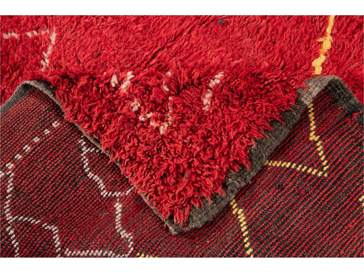Vintage Red Tribal Moroccan Wool Rug, 6 x 9