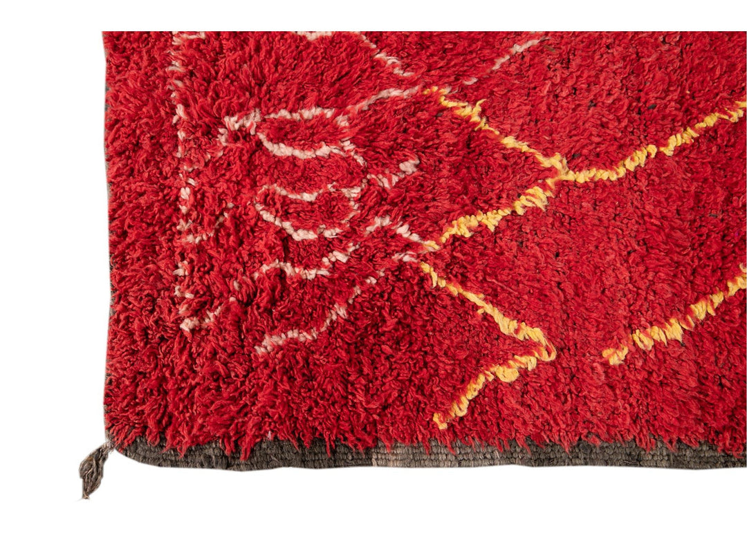 Vintage Red Tribal Moroccan Wool Rug, 6 x 9