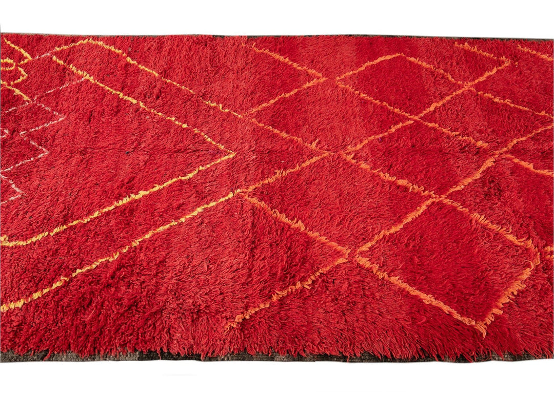 Vintage Red Tribal Moroccan Wool Rug, 6 x 9