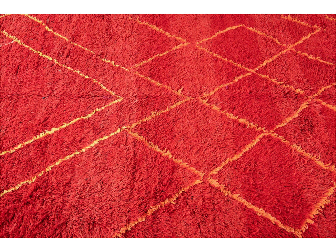 Vintage Red Tribal Moroccan Wool Rug, 6 x 9