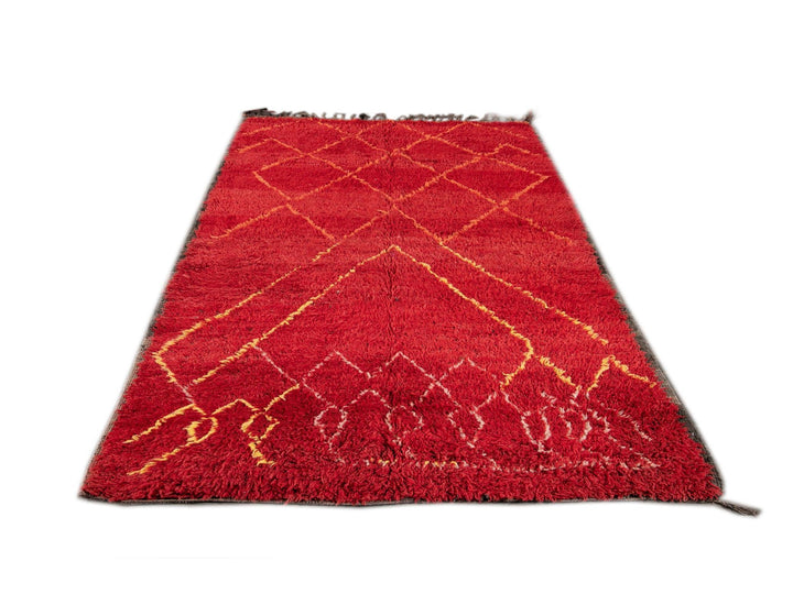 Vintage Red Tribal Moroccan Wool Rug, 6 x 9