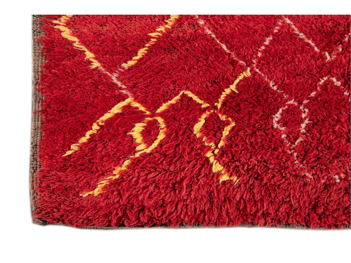 Vintage Red Tribal Moroccan Wool Rug, 6 x 9