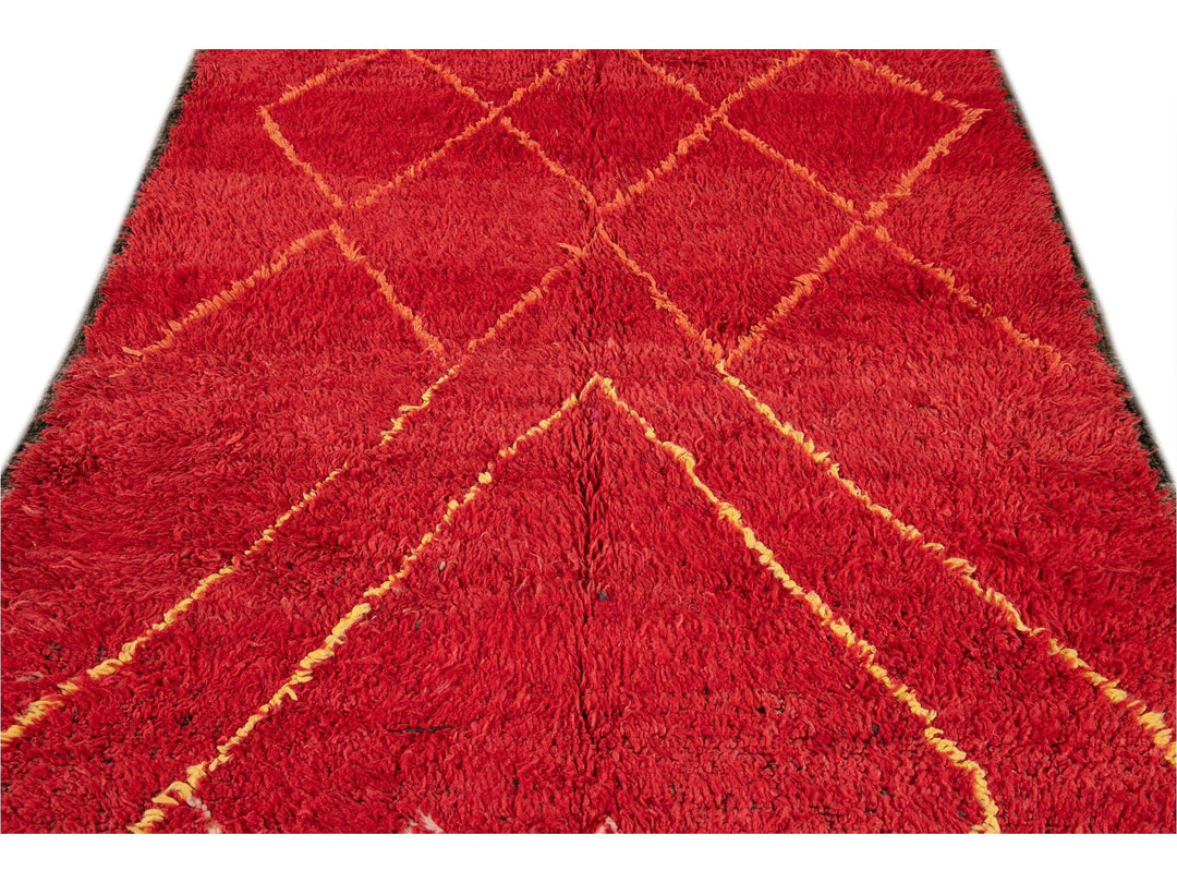 Vintage Red Tribal Moroccan Wool Rug, 6 x 9