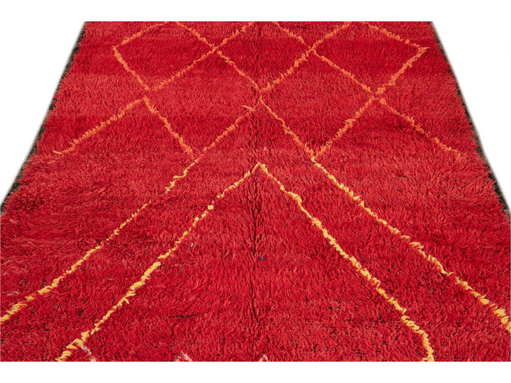 Vintage Red Tribal Moroccan Wool Rug, 6 x 9