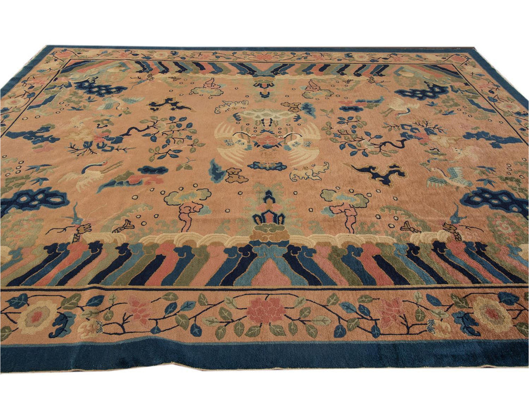 Antique Peking Chinese Wool Rug 9 X 12