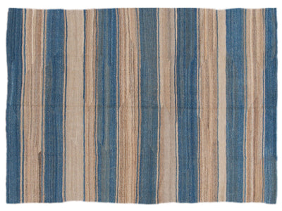 Modern Striped Flat-Weave Wool Rug 7 X 10