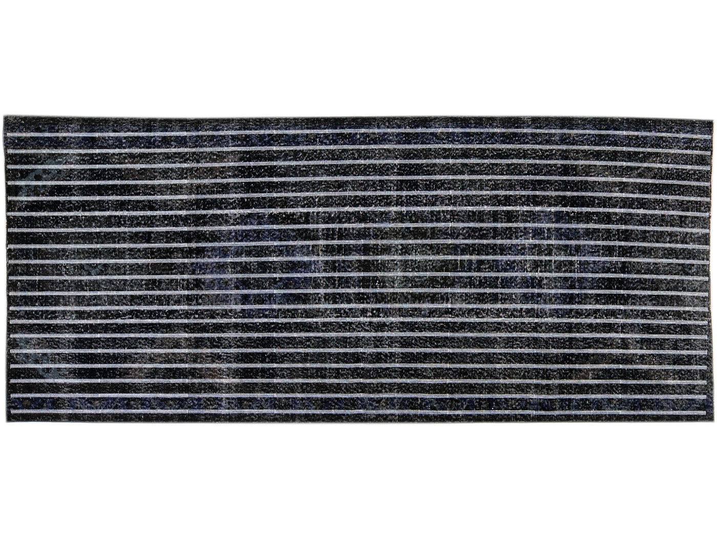 Black Modern Indian Handmade Stripe Pattern Wool Runner