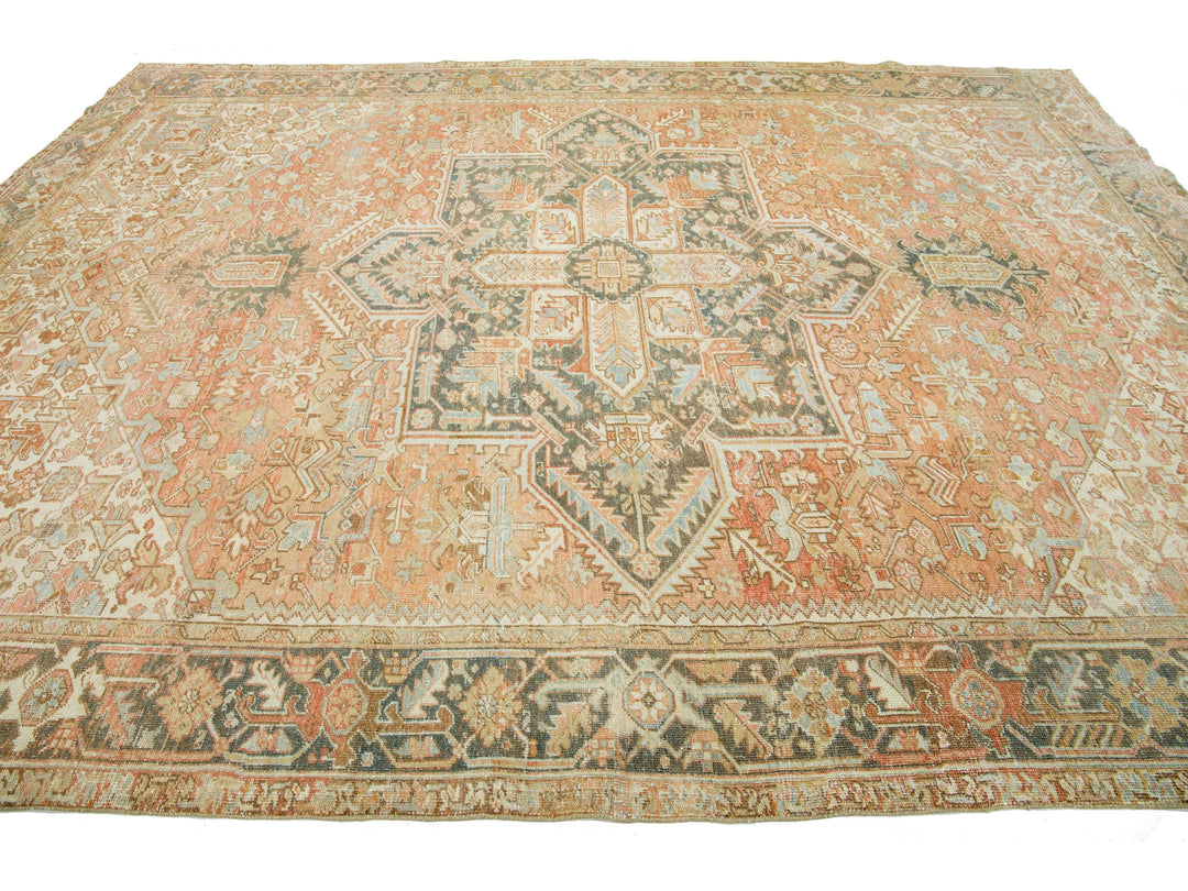 Antique Heriz Wool Rug 10 X 13