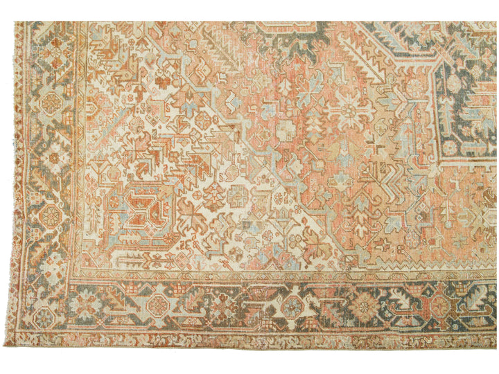 Antique Heriz Wool Rug 10 X 13