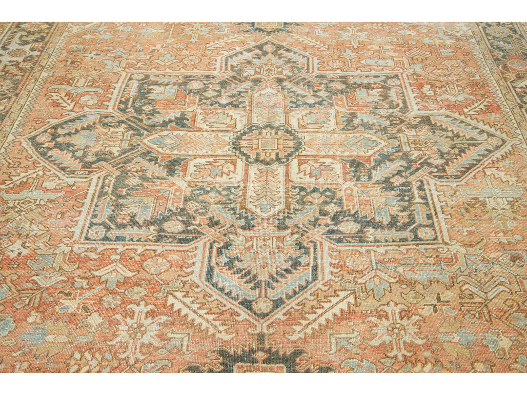 Antique Heriz Wool Rug 10 X 13