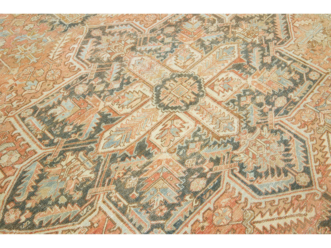 Antique Heriz Wool Rug 10 X 13
