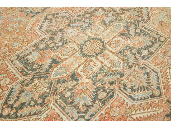 Antique Heriz Wool Rug 10 X 13