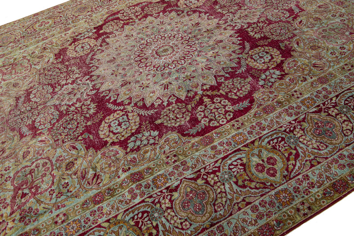 Antique Kerman Wool Rug 10 X 14